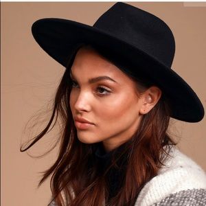 Women’s Black Wool Panama Hat